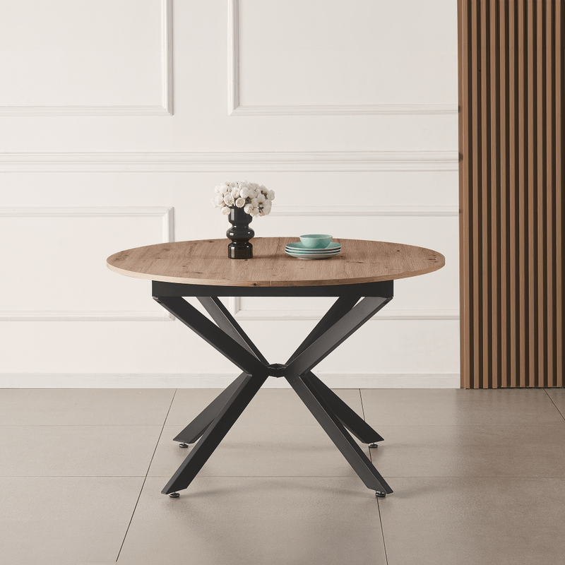 Casa si Gradina - Mobilier - Mese si birouri - Mese bucatarie si dining - Masa extensibila de dining, stejar artisan / neagra, 100x100-140x75 cm, ABERO TIP 1 - Infinity.ro