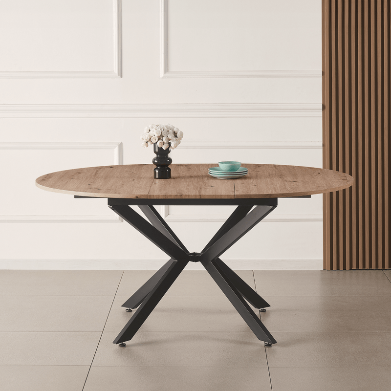 Casa si Gradina - Mobilier - Mese si birouri - Mese bucatarie si dining - Masa extensibila de dining, stejar artisan / neagra, 100x100-140x75 cm, ABERO TIP 1 - Infinity.ro