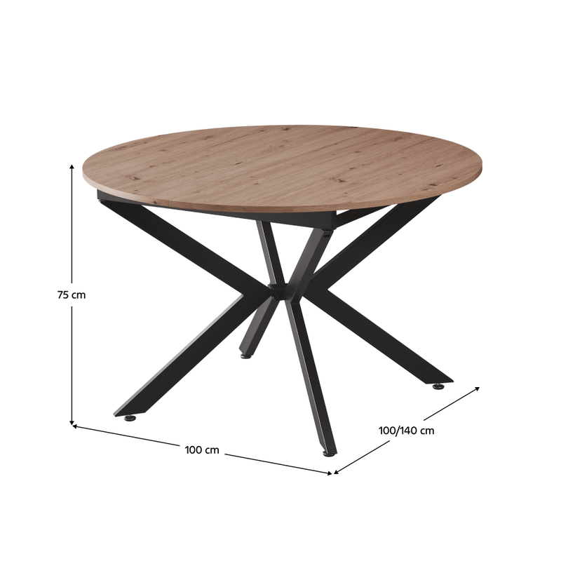 Casa si Gradina - Mobilier - Mese si birouri - Mese bucatarie si dining - Masa extensibila de dining, stejar artisan / neagra, 100x100-140x75 cm, ABERO TIP 1 - Infinity.ro