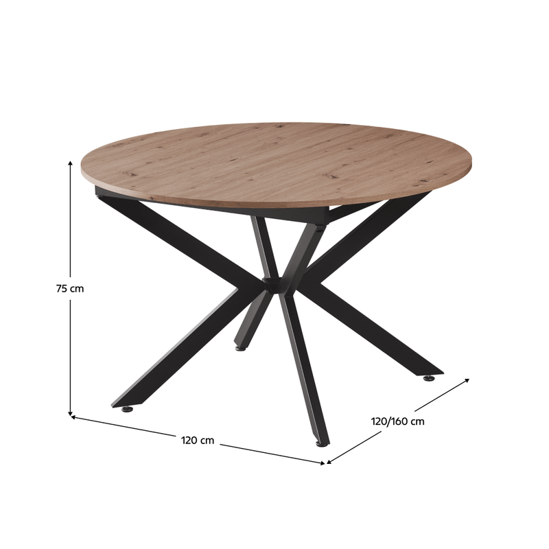 Casa si Gradina - Mobilier - Mese si birouri - Mese bucatarie si dining - Masa dining extensibila, stejar artisan / neagra, 120x120-160x75 cm, ABERO TIP 2 - Infinity.ro