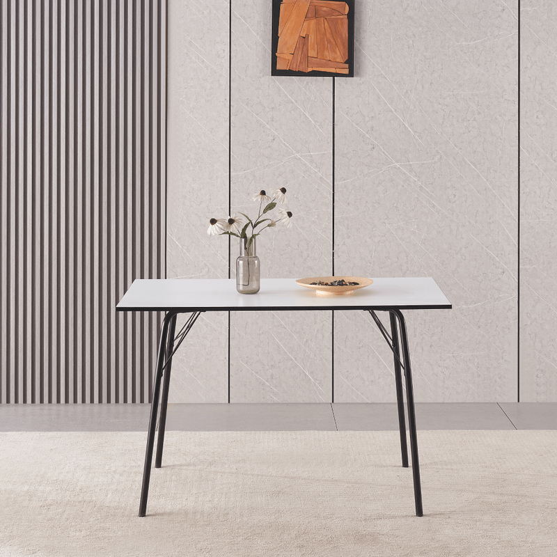 Casa si Gradina - Mobilier - Mese si birouri - Mese bucatarie si dining - Masa de sufragerie, alba / neagra, 120x75x75 cm, NALAK TIP 2 - Infinity.ro