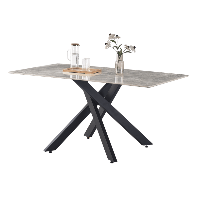 Casa si Gradina - Mobilier - Mese si birouri - Mese bucatarie si dining - Masa dining, gri deschis/neagra, 160x90 cm, ZENOS - Infinity.ro