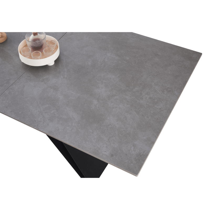Casa si Gradina - Mobilier - Mese si birouri - Mese bucatarie si dining - Masa dining extensibila, beton/neagra, 160-200x90 cm, MAJED - Infinity.ro