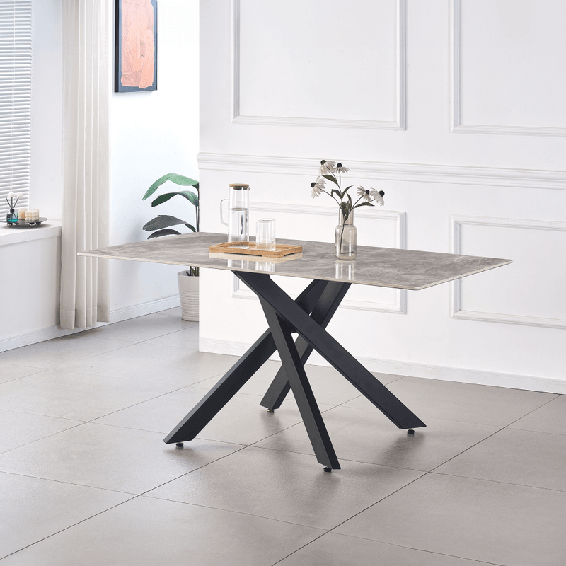 Casa si Gradina - Mobilier - Mese si birouri - Mese bucatarie si dining - Masa dining, gri deschis/neagra, 160x90 cm, ZENOS - Infinity.ro