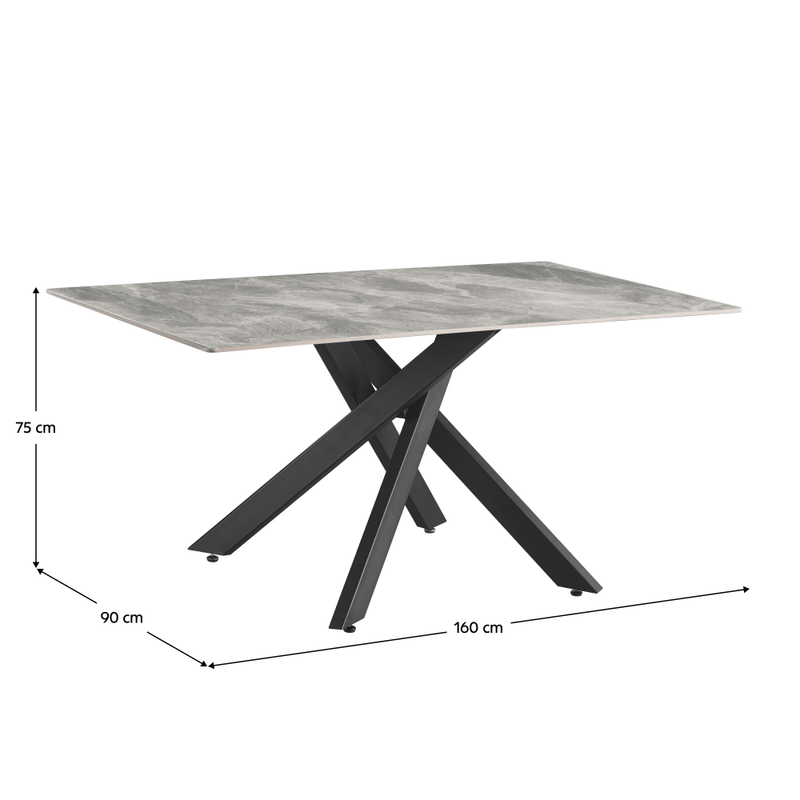 Casa si Gradina - Mobilier - Mese si birouri - Mese bucatarie si dining - Masa dining, gri deschis/neagra, 160x90 cm, ZENOS - Infinity.ro