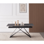Casa si Gradina - Mobilier - Mese si birouri - Mese bucatarie si dining - Masa dining extensibila, beton/neagra, 160-200x90 cm, MAJED - Infinity.ro