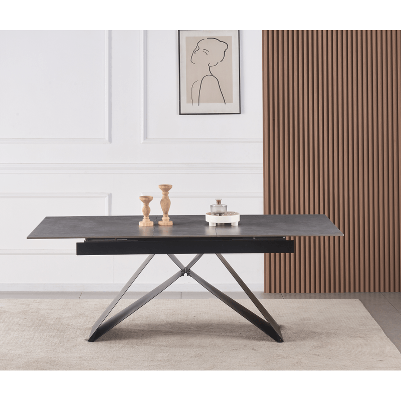Casa si Gradina - Mobilier - Mese si birouri - Mese bucatarie si dining - Masa dining extensibila, beton/neagra, 160-200x90 cm, MAJED - Infinity.ro