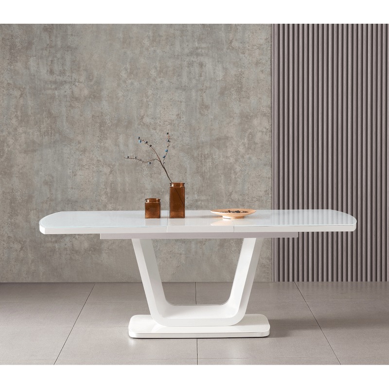 Casa si Gradina - Mobilier - Mese si birouri - Mese bucatarie si dining - Masa dining extensibila, alb lucios, 160-200x90 cm, OLAV - Infinity.ro