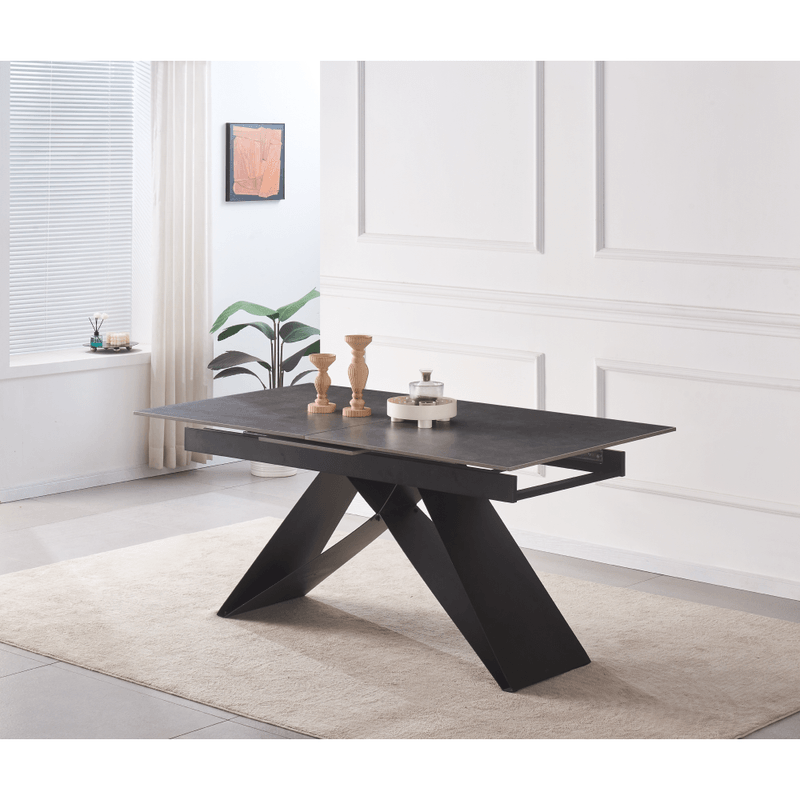 Casa si Gradina - Mobilier - Mese si birouri - Mese bucatarie si dining - Masa dining extensibila, beton/neagra, 160-200x90 cm, MAJED - Infinity.ro
