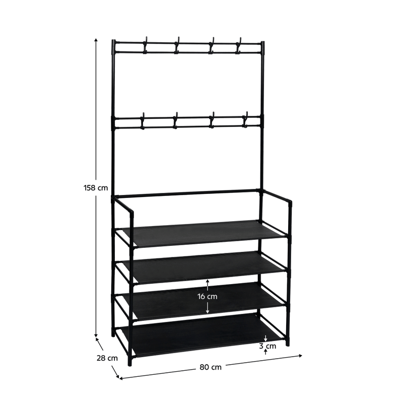 Casa si Gradina - Mobilier - Dulapuri si sifoniere - Dulapuri pantofi - Cuier cu suport pentru pantofi, negru, TARAS - Infinity.ro