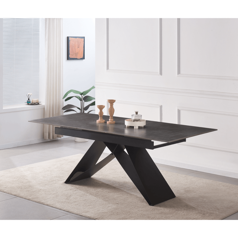 Casa si Gradina - Mobilier - Mese si birouri - Mese bucatarie si dining - Masa dining extensibila, beton/neagra, 160-200x90 cm, MAJED - Infinity.ro