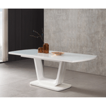Casa si Gradina - Mobilier - Mese si birouri - Mese bucatarie si dining - Masa dining extensibila, alb lucios, 160-200x90 cm, OLAV - Infinity.ro