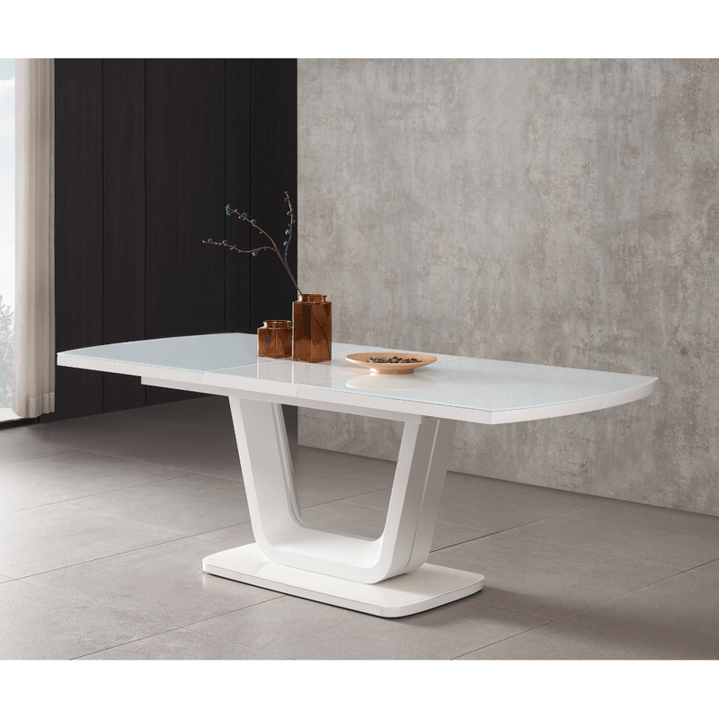 Casa si Gradina - Mobilier - Mese si birouri - Mese bucatarie si dining - Masa dining extensibila, alb lucios, 160-200x90 cm, OLAV - Infinity.ro