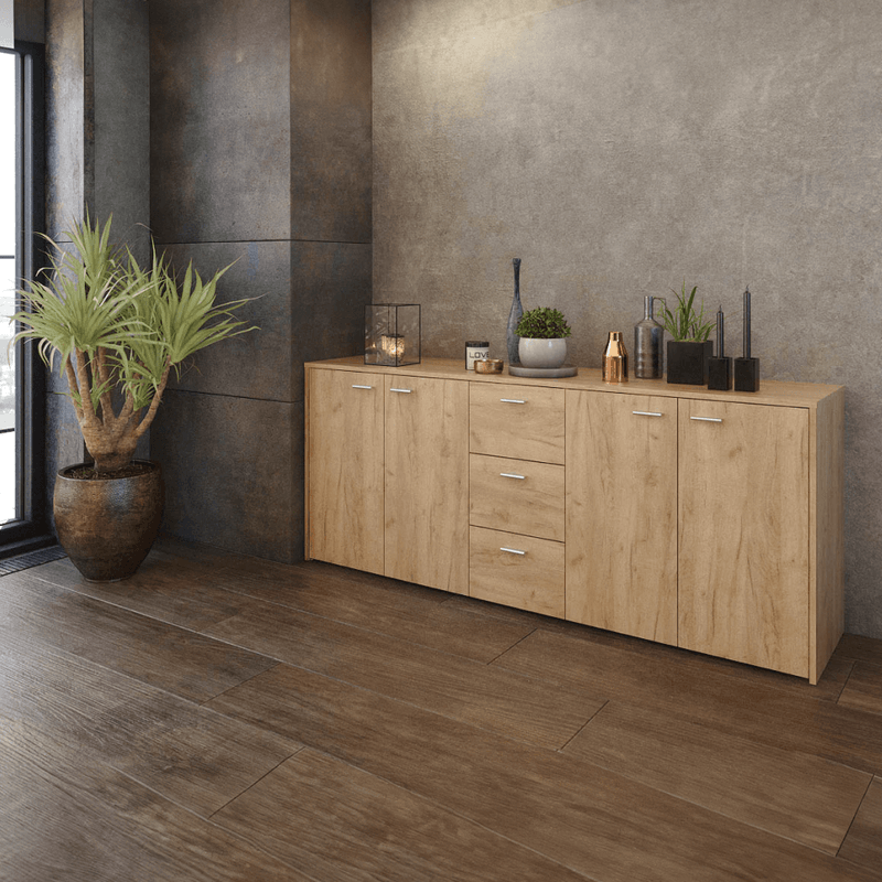 Casa si Gradina - Mobilier - Comode si corpuri - Comode - Comoda combinata, stejar artisan, HUGOS 180 - Infinity.ro