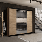 Casa si Gradina - Mobilier - Dulapuri si sifoniere - Dulapuri - Dulap cu usi glisante, negru / stejar craft, 203x215 cm, CRAFT - Infinity.ro