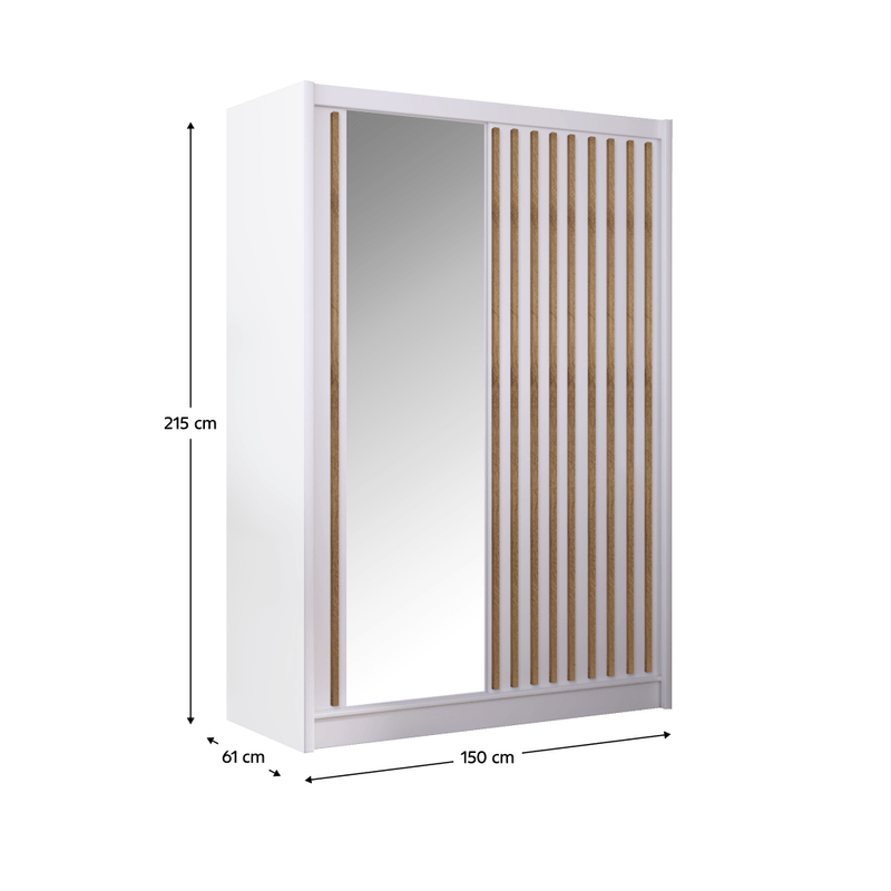 Casa si Gradina - Mobilier - Dulapuri si sifoniere - Dulapuri - Dulap cu usi glisante, alb / stejar craft, 150x215 cm, LADDER - Infinity.ro
