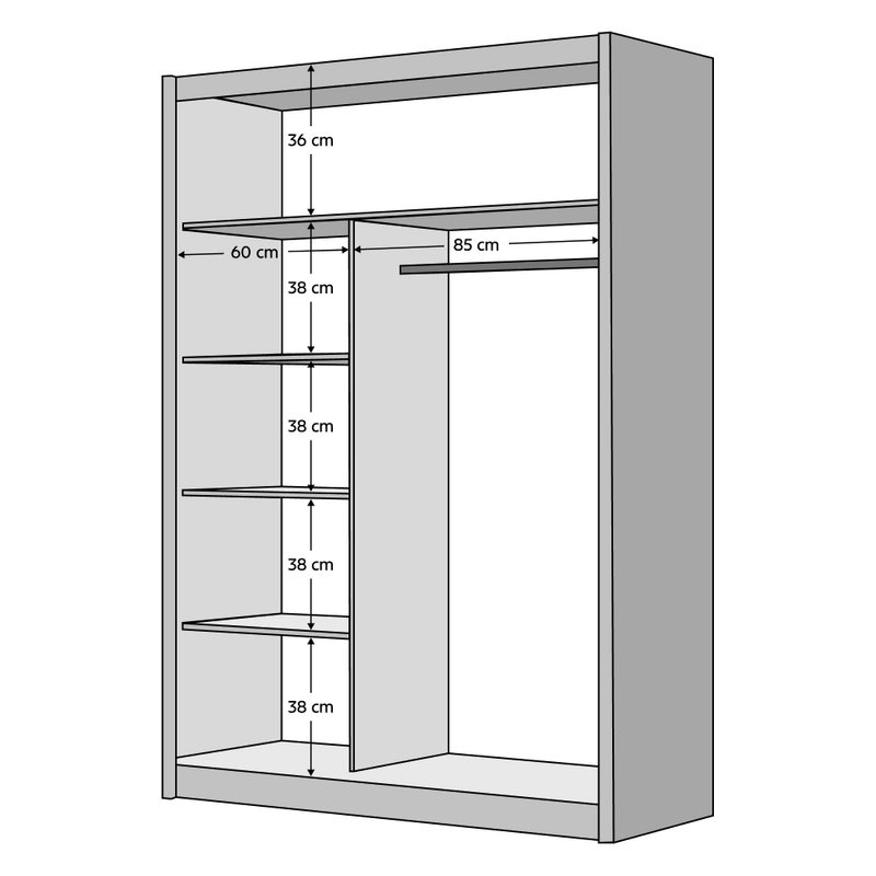 Casa si Gradina - Mobilier - Dulapuri si sifoniere - Dulapuri - Dulap cu usi glisante, alb / stejar craft, 150x215 cm, LADDER - Infinity.ro