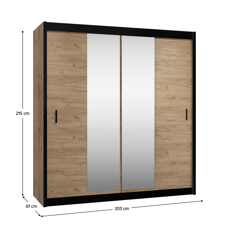 Casa si Gradina - Mobilier - Dulapuri si sifoniere - Dulapuri - Dulap cu usi glisante, negru / stejar craft, 203x215 cm, CRAFT - Infinity.ro