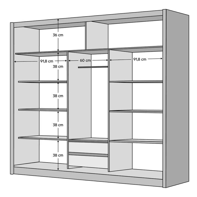 Casa si Gradina - Mobilier - Dulapuri si sifoniere - Dulapuri - Dulap cu usi glisante, negru / stejar craft, 250x215 cm, CRAFT - Infinity.ro