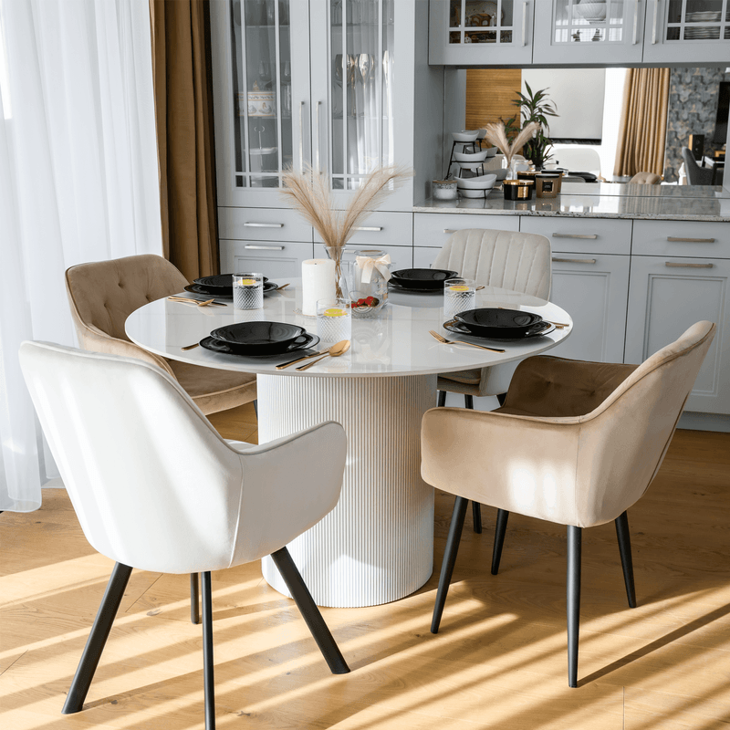 Casa si Gradina - Mobilier - Mese si birouri - Mese bucatarie si dining - Masa de sufragerie, marmura alba/MDF, diametru 120 cm, MAHIR TIP 1 - Infinity.ro