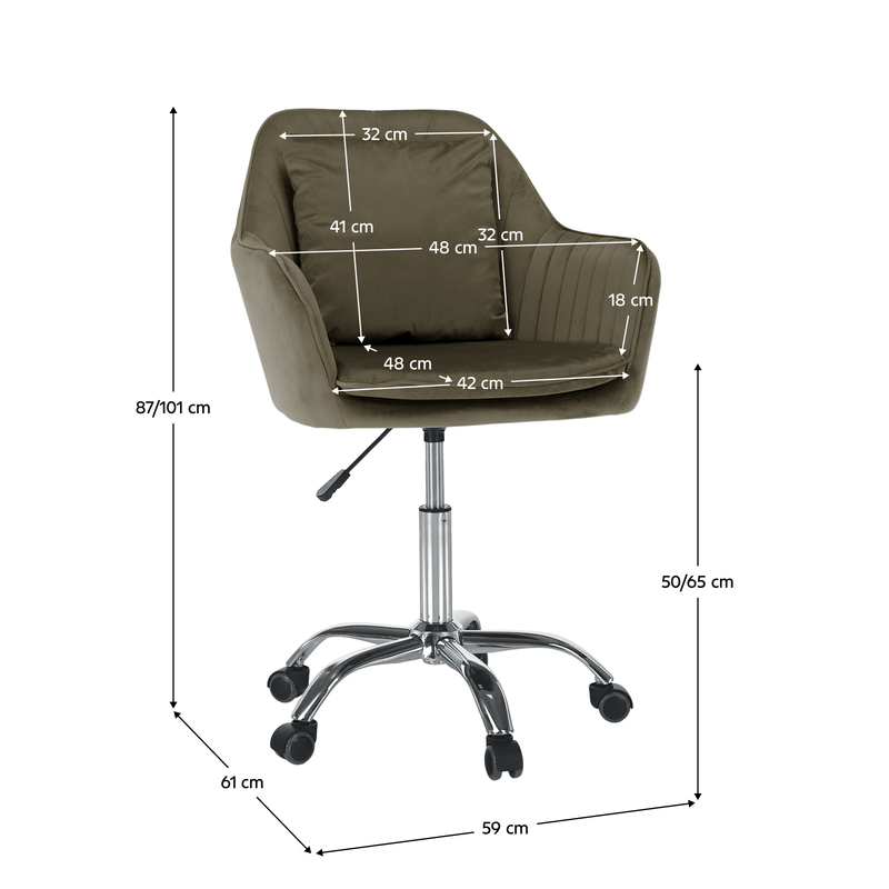 Casa si Gradina - Mobilier - Scaune si fotolii - Scaune - Scaun de birou, gri-maro Taupe tesatura Velvet/crom, KLIAN - Infinity.ro