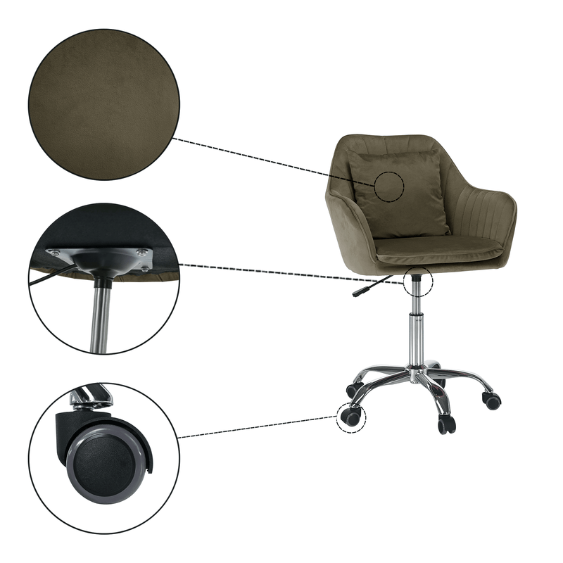 Casa si Gradina - Mobilier - Scaune si fotolii - Scaune - Scaun de birou, gri-maro Taupe tesatura Velvet/crom, KLIAN - Infinity.ro