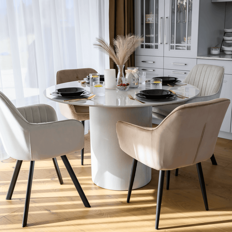Casa si Gradina - Mobilier - Mese si birouri - Mese bucatarie si dining - Masa de sufragerie, marmura alba/MDF, diametru 120 cm, MAHIR TIP 1 - Infinity.ro