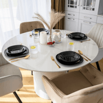Casa si Gradina - Mobilier - Mese si birouri - Mese bucatarie si dining - Masa de sufragerie, marmura alba/MDF, diametru 120 cm, MAHIR TIP 1 - Infinity.ro