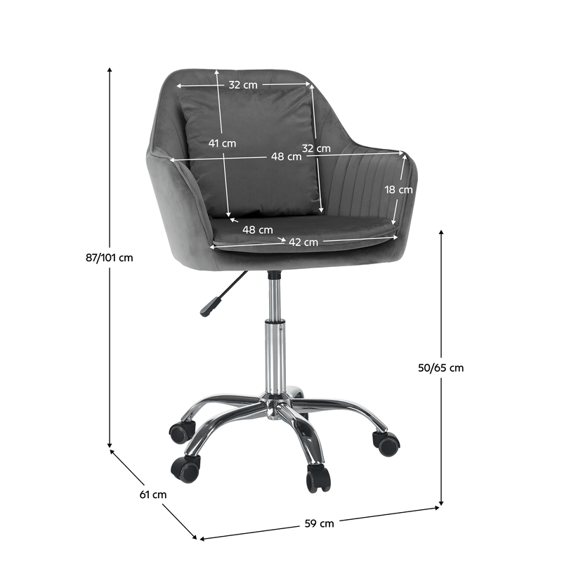 Casa si Gradina - Mobilier - Scaune si fotolii - Scaune - Scaun de birou, tesatura gri Velvet/crom, KLIAN - Infinity.ro