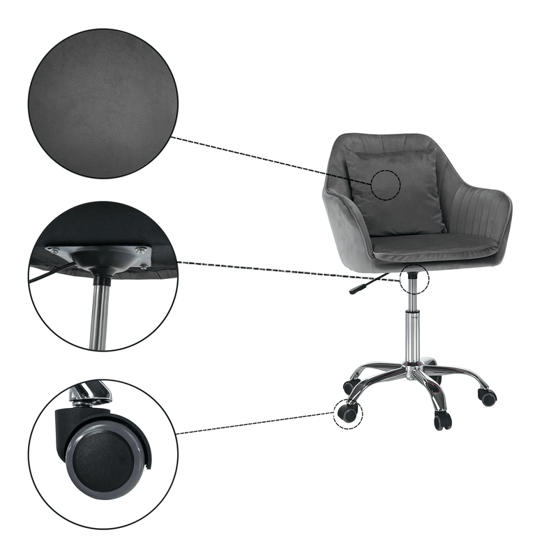 Casa si Gradina - Mobilier - Scaune si fotolii - Scaune - Scaun de birou, tesatura gri Velvet/crom, KLIAN - Infinity.ro