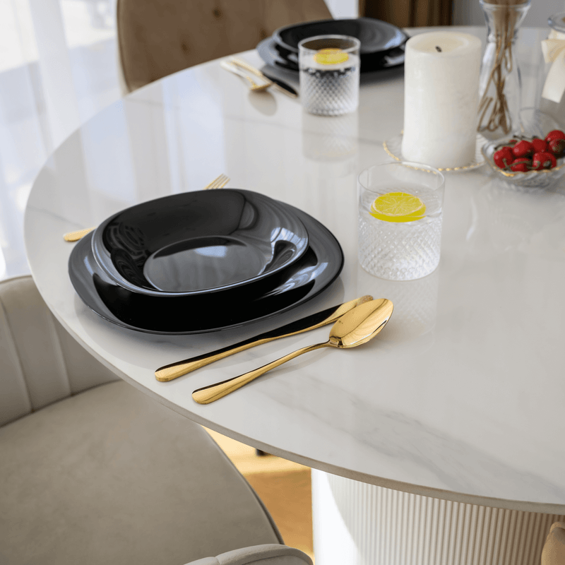 Casa si Gradina - Mobilier - Mese si birouri - Mese bucatarie si dining - Masa de sufragerie, marmura alba/MDF, diametru 120 cm, MAHIR TIP 1 - Infinity.ro