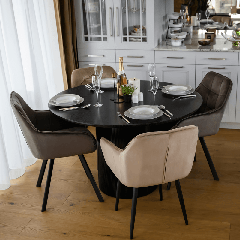 Casa si Gradina - Mobilier - Mese si birouri - Mese bucatarie si dining - Masa de sufragerie, neagra, diametru 120 cm, MAHIR TIP 2 - Infinity.ro