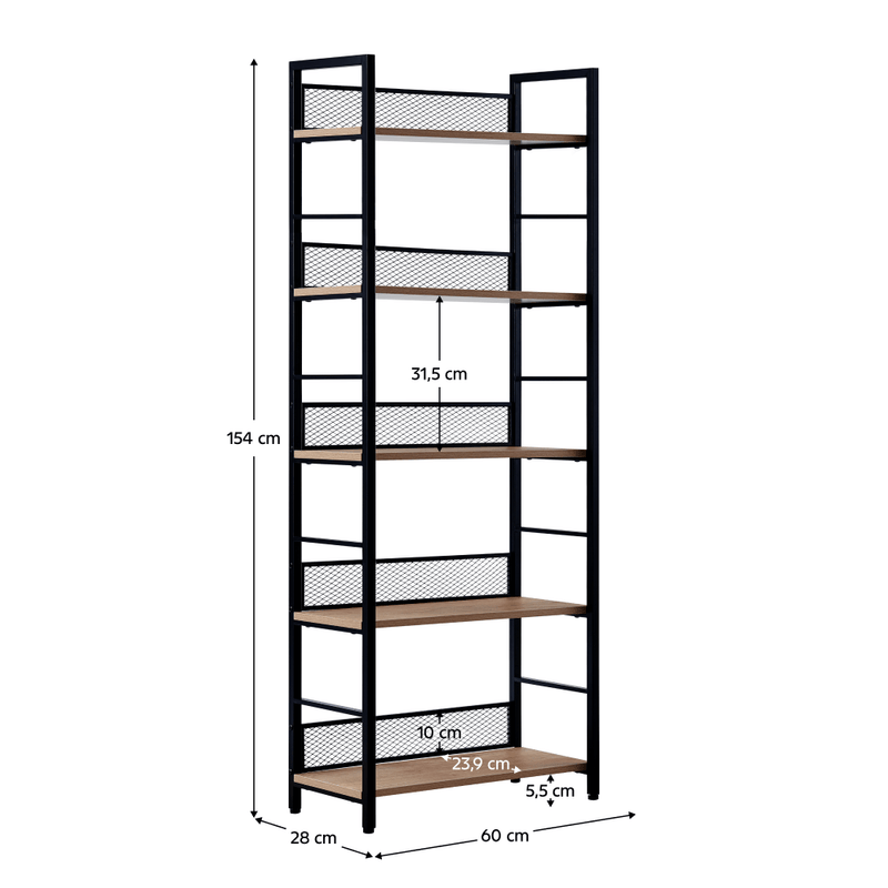 Casa si Gradina - Mobilier - Biblioteci si rafturi - Etajere - Raft, negru/stejar, KELER TIP 2 - Infinity.ro