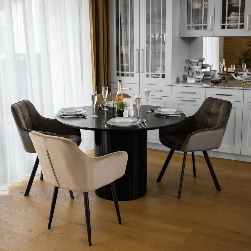 Casa si Gradina - Mobilier - Mese si birouri - Mese bucatarie si dining - Masa de sufragerie, neagra, diametru 120 cm, MAHIR TIP 2 - Infinity.ro