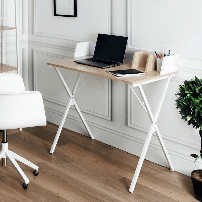 Casa si Gradina - Mobilier - Mese si birouri - Birouri - Birou pentru PC, stejar deschis/alb, PSALMO - Infinity.ro