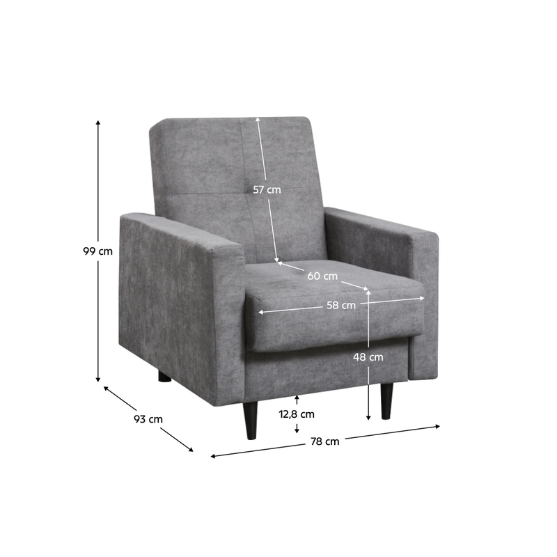 Casa si Gradina - Mobilier - Scaune si fotolii - Fotolii - Fotoliu, material textil gri, VALDO - Infinity.ro