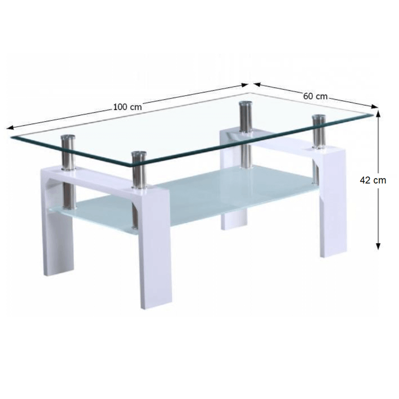 Casa si Gradina - Mobilier - Mese si birouri - Masute de cafea - Masuta de cafea, sticla/alb extra lucios HG, LIBOR 2 NEW - Infinity.ro
