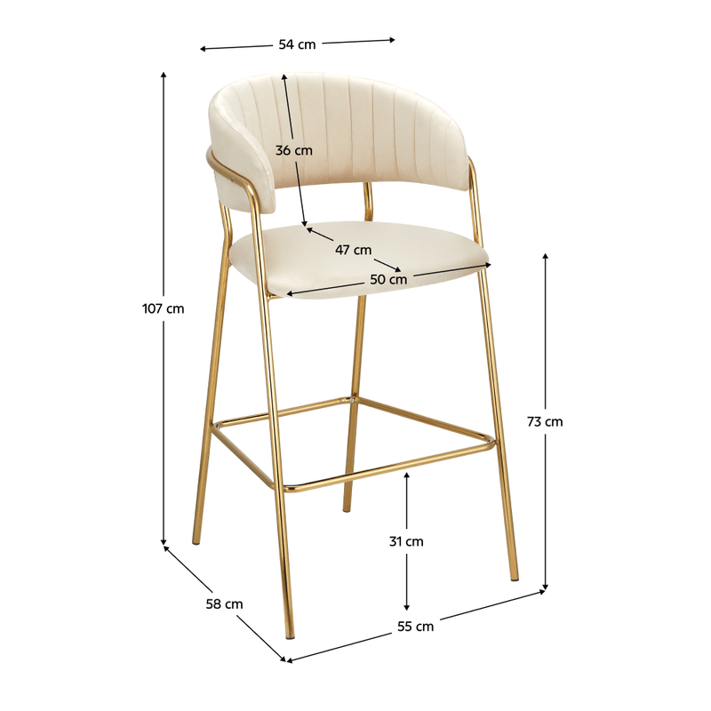 Casa si Gradina - Mobilier - Scaune si fotolii - Scaune - Scaun de bar de design, tesatura bej Velvet/gold crom auriu, DASMIN TIP 2 - Infinity.ro