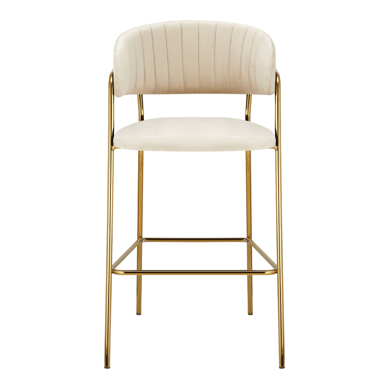 Casa si Gradina - Mobilier - Scaune si fotolii - Scaune - Scaun de bar de design, tesatura bej Velvet/gold crom auriu, DASMIN TIP 2 - Infinity.ro