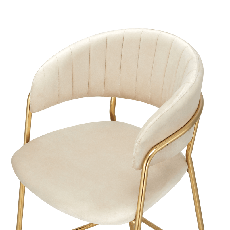 Casa si Gradina - Mobilier - Scaune si fotolii - Scaune - Scaun de bar de design, tesatura bej Velvet/gold crom auriu, DASMIN TIP 2 - Infinity.ro