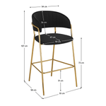 Casa si Gradina - Mobilier - Scaune si fotolii - Scaune - Scaun de bar de design, material catifea neagra/gold crom auriu, DASMIN TIP 2 - Infinity.ro