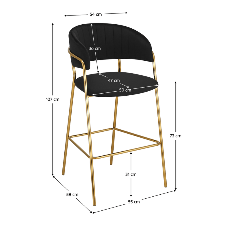 Casa si Gradina - Mobilier - Scaune si fotolii - Scaune - Scaun de bar de design, material catifea neagra/gold crom auriu, DASMIN TIP 2 - Infinity.ro