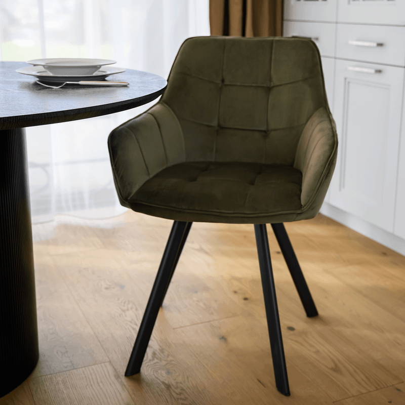 Casa si Gradina - Mobilier - Scaune si fotolii - Scaune - Scaun de design, Velvet verde/negru, PETIN - Infinity.ro