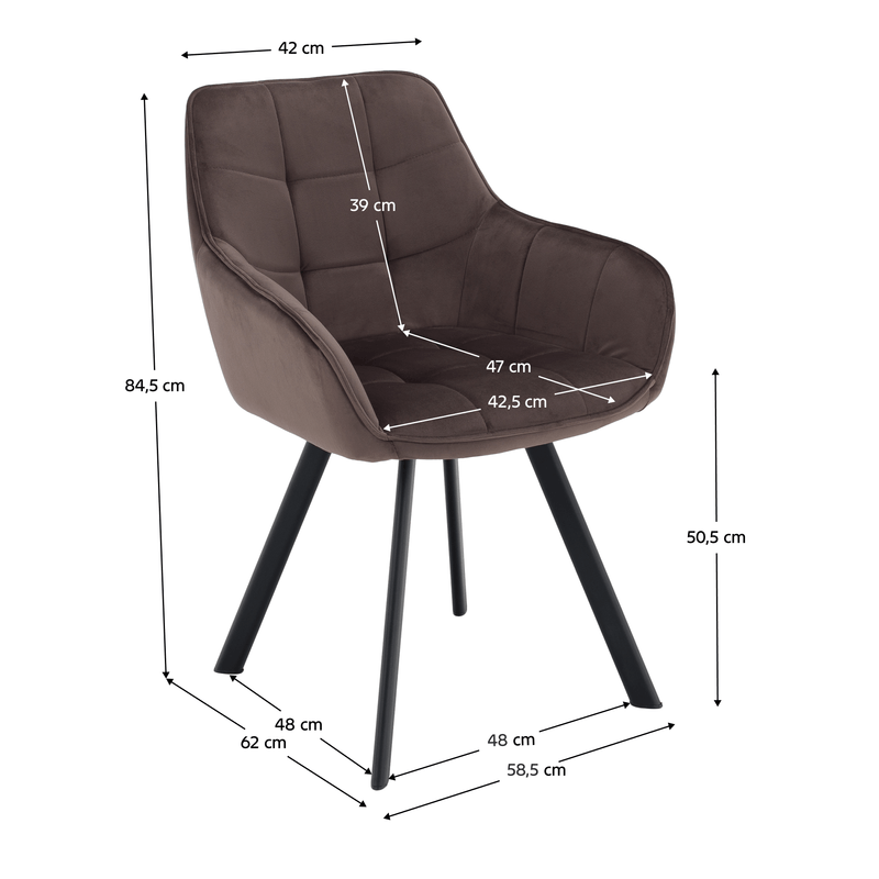 Casa si Gradina - Mobilier - Scaune si fotolii - Scaune - Scaun de design, gri-maronie Velvet/negru, PETIN - Infinity.ro