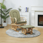 Casa si Gradina - Mobilier - Scaune si fotolii - Fotolii - Scaun balansoar cu suport pentru picioare, natural/verde, DALBERT - Infinity.ro