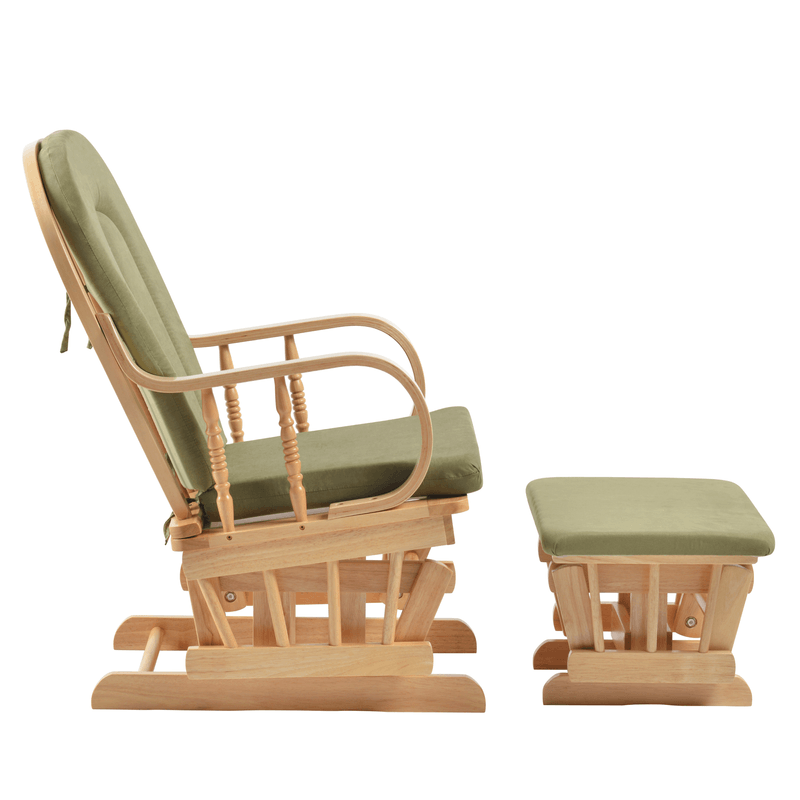 Casa si Gradina - Mobilier - Scaune si fotolii - Fotolii - Scaun balansoar cu suport pentru picioare, natural/verde, DALBERT - Infinity.ro