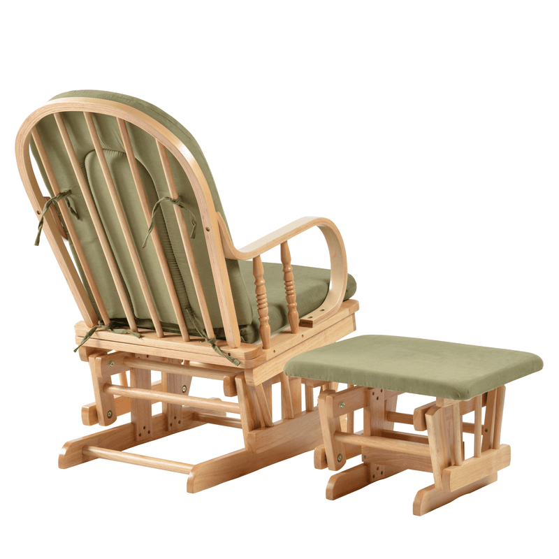 Casa si Gradina - Mobilier - Scaune si fotolii - Fotolii - Scaun balansoar cu suport pentru picioare, natural/verde, DALBERT - Infinity.ro