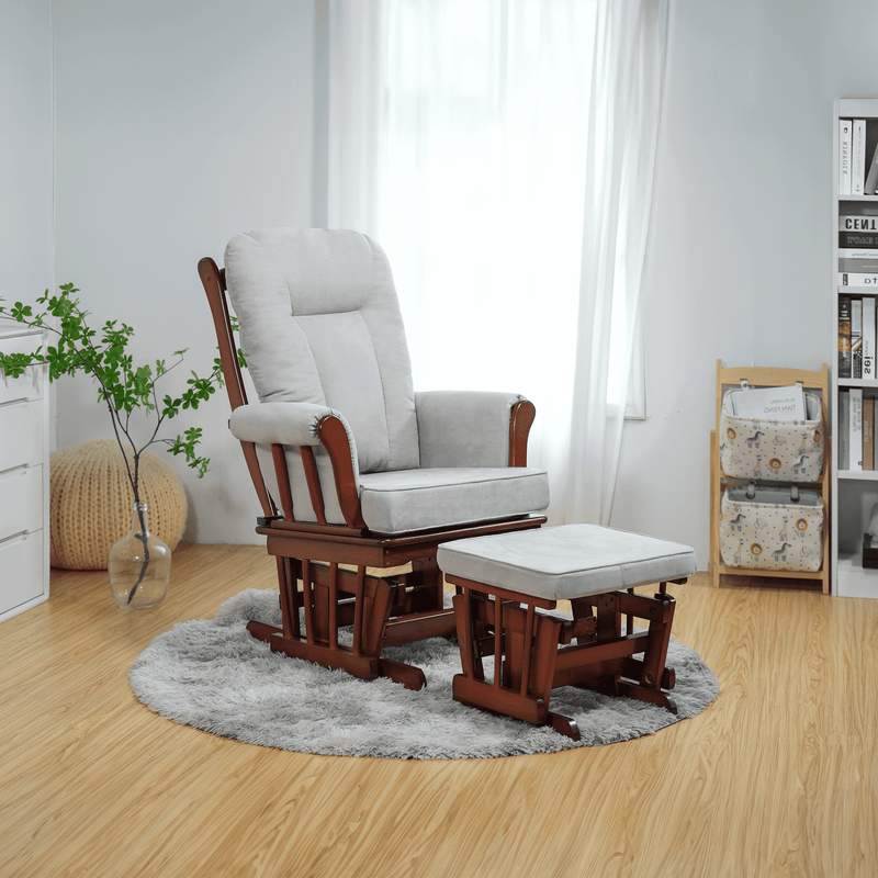 Casa si Gradina - Mobilier - Scaune si fotolii - Fotolii - Scaun balansoar cu suport pentru picioare, nuc/gri, SAFORD - Infinity.ro