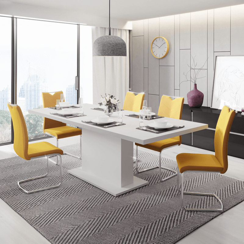 Casa si Gradina - Mobilier - Mese si birouri - Mese bucatarie si dining - Masa dining extensibila, alba, 160-200x90 cm, BOBA - Infinity.ro