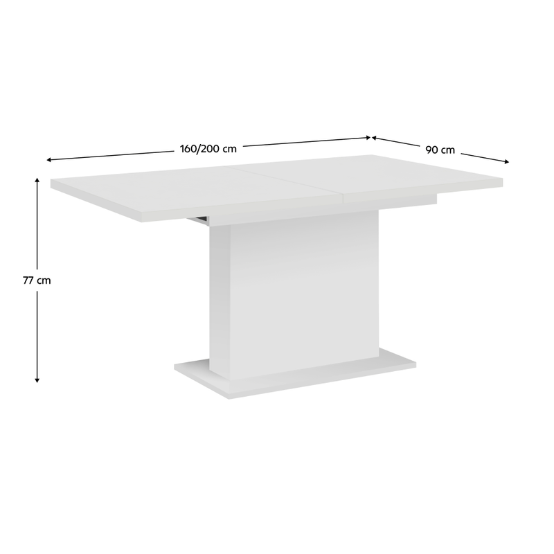Casa si Gradina - Mobilier - Mese si birouri - Mese bucatarie si dining - Masa dining extensibila, alba, 160-200x90 cm, BOBA - Infinity.ro